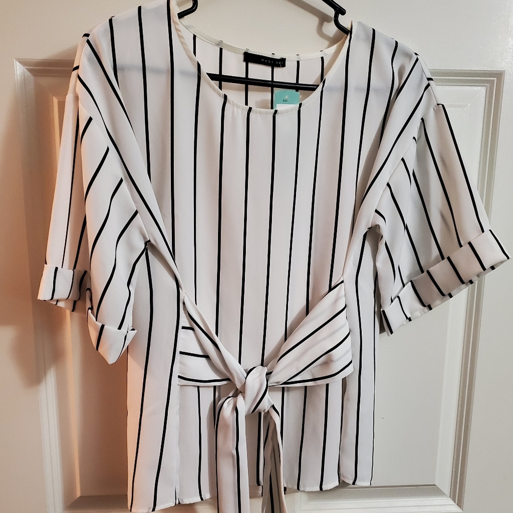 West Kei Julianne Tie Front Sleeved Blouse